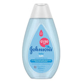 A bottle of Johnsons - Baby Bath - 300ml with a price label of £1.50, featuring a tear-free formula.